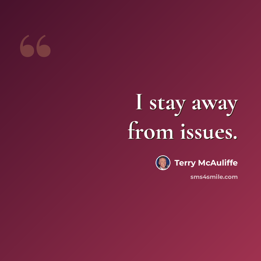 “I stay away from issues.” quote by Terry McAuliffe