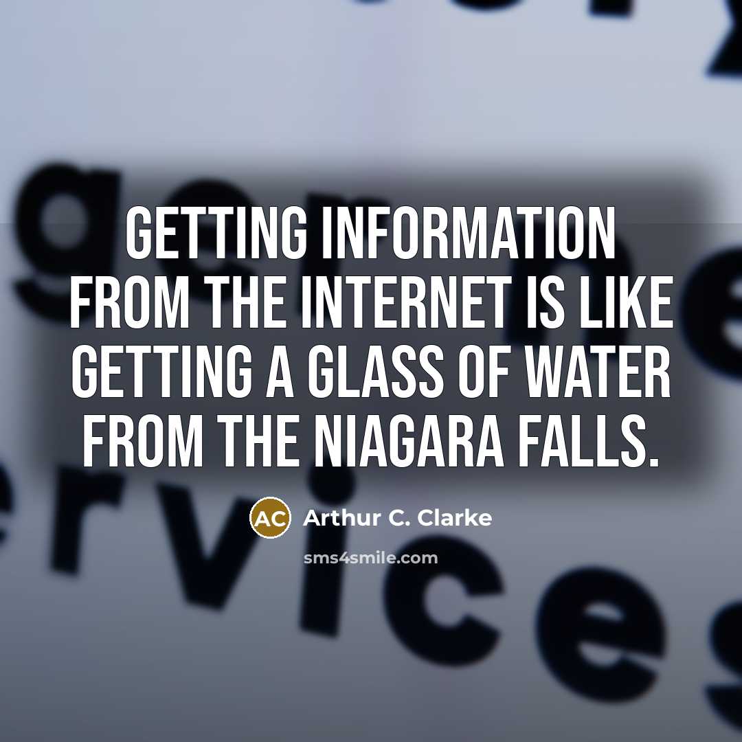 “Getting information from the internet is like getting a glass of water from the Niagara Falls.” quote by Arthur C. Clarke