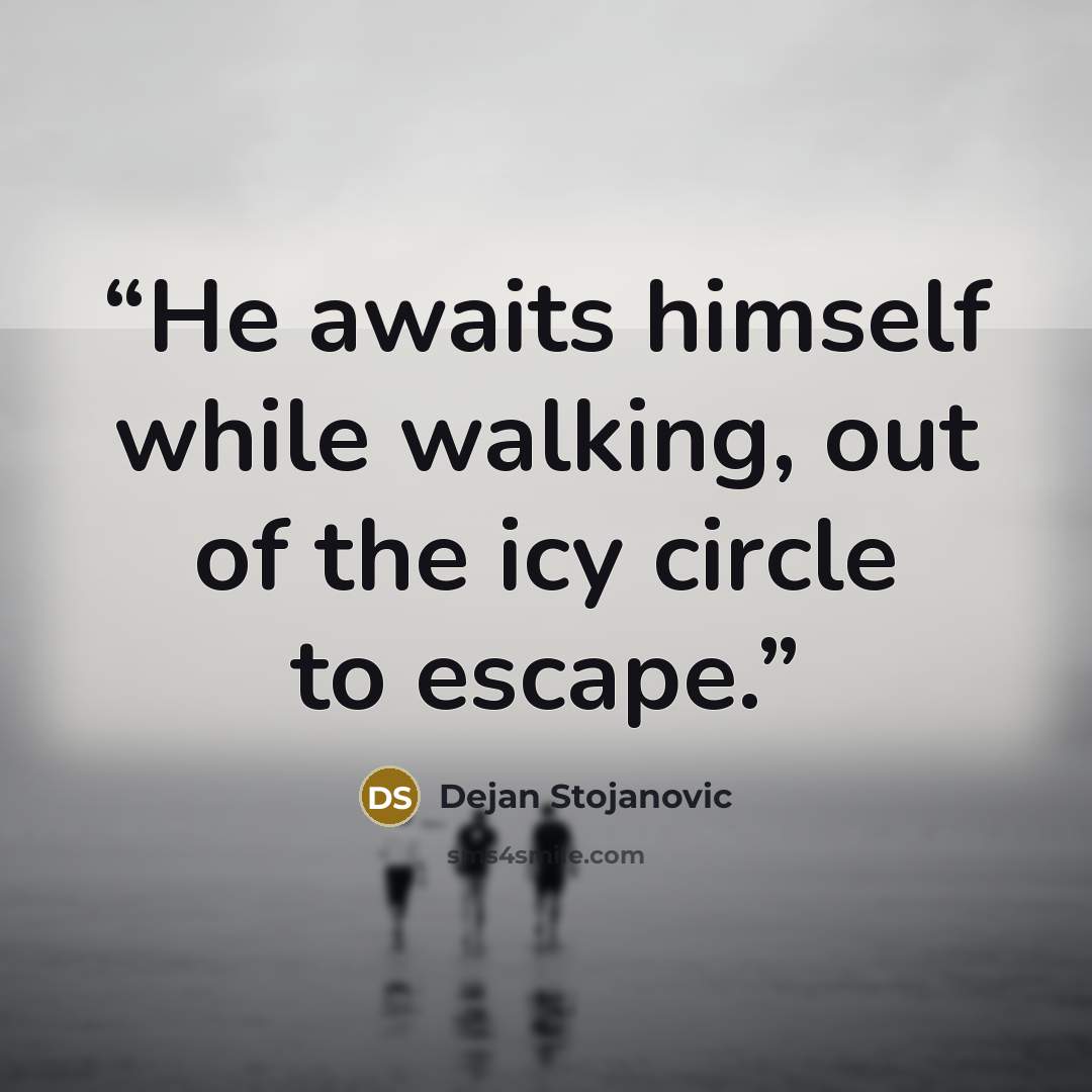 “He awaits himself while walking, out of the icy circle to escape.” quote by Dejan Stojanovic