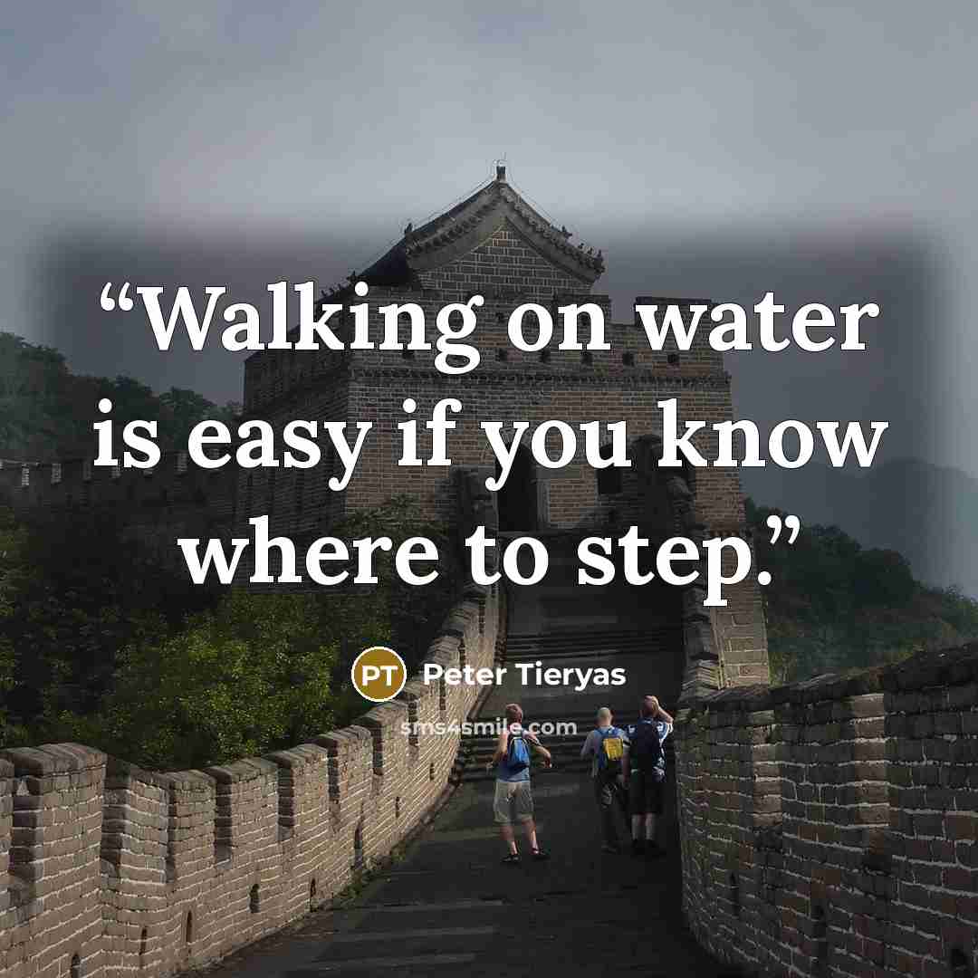 “Walking on water is easy if you know where to step.” quote by Peter Tieryas