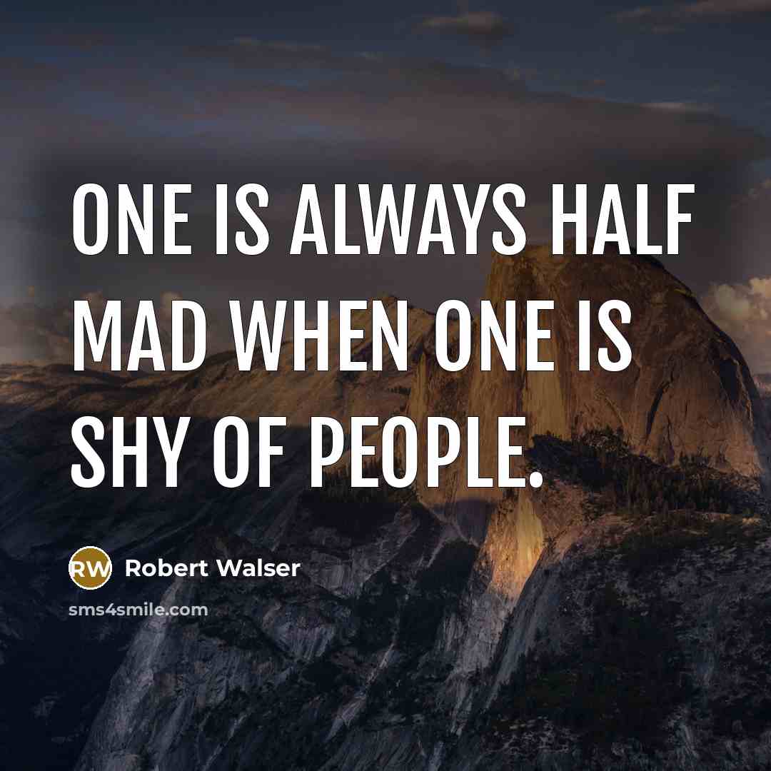 “One is always half mad when one is shy of people.” quote by Robert Walser
