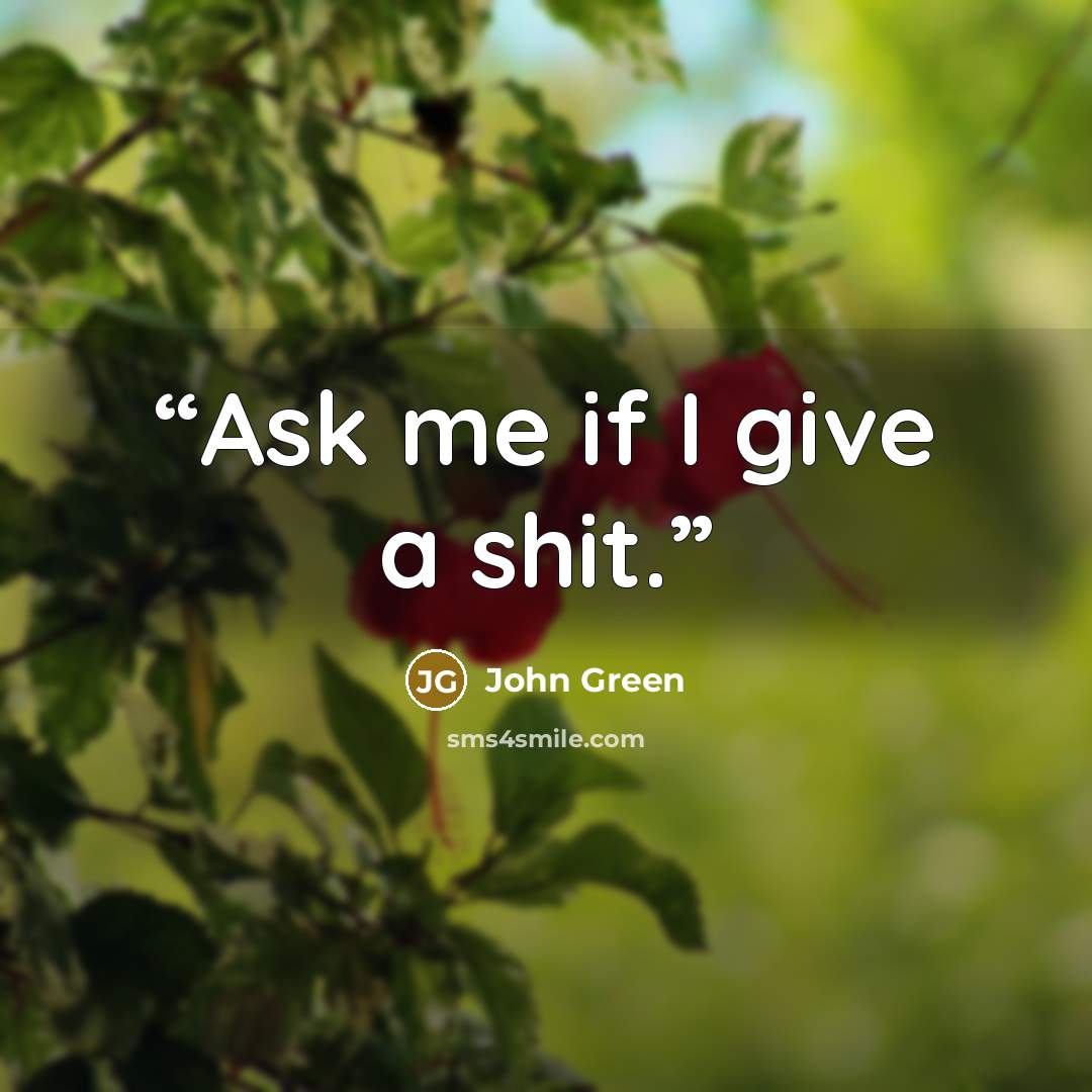 “Ask me if I give a shit.” quote by John Green