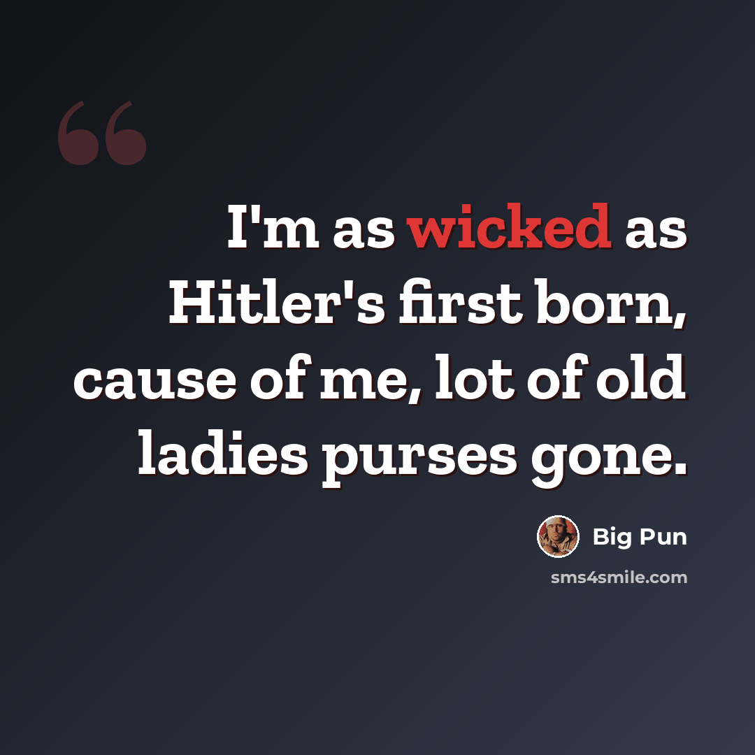 “I'm as wicked as Hitler's first born, cause of me, lot of old ladies purses gone.” quote by Big Pun