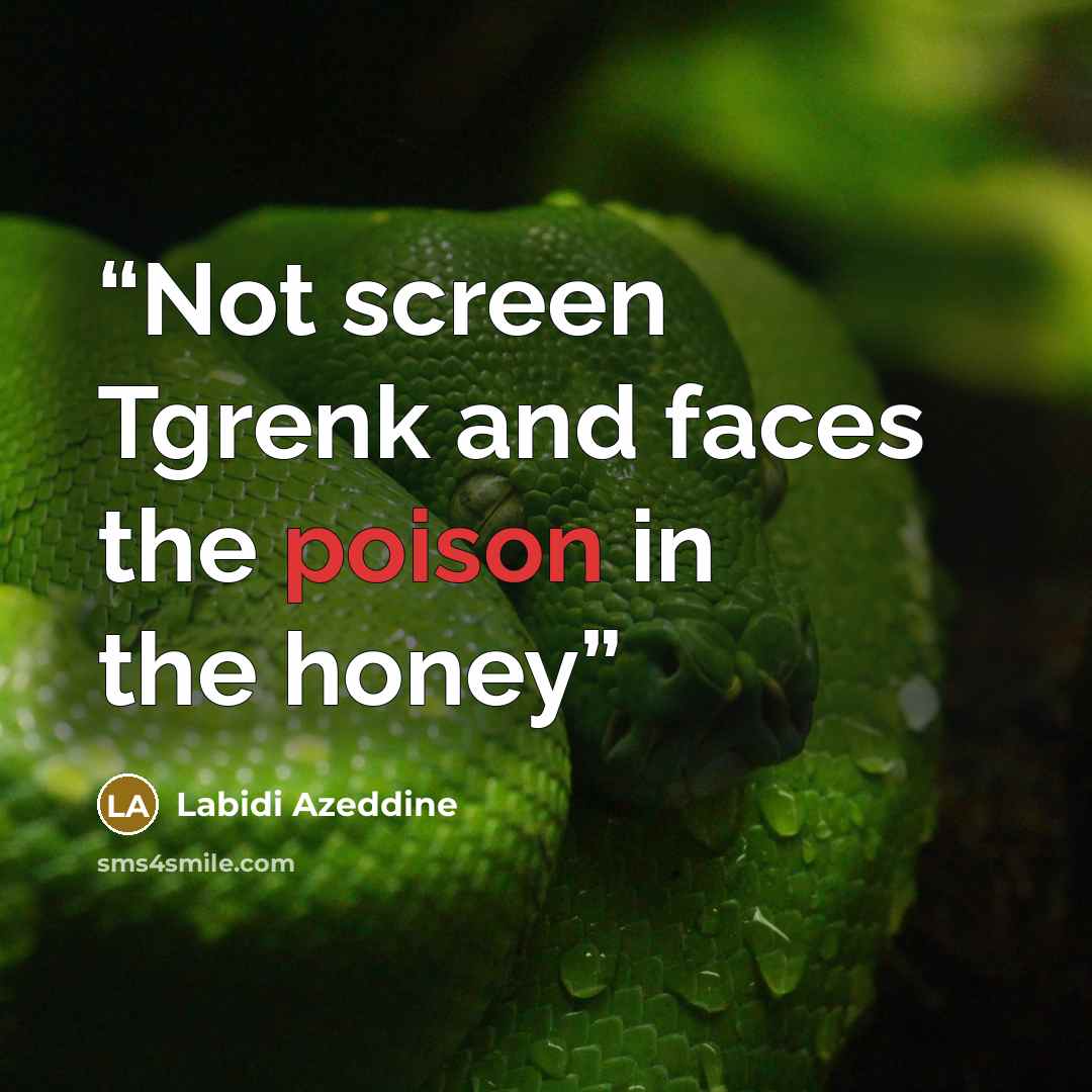 “Not screen Tgrenk and faces the poison in the honey” quote by Labidi Azeddine