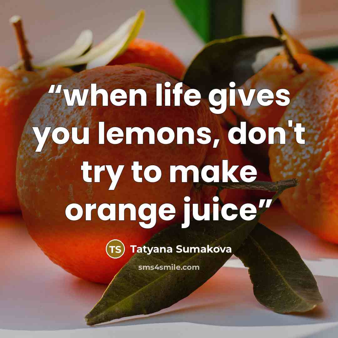 “when life gives you lemons, don't try to make orange juice” quote by Tatyana Sumakova