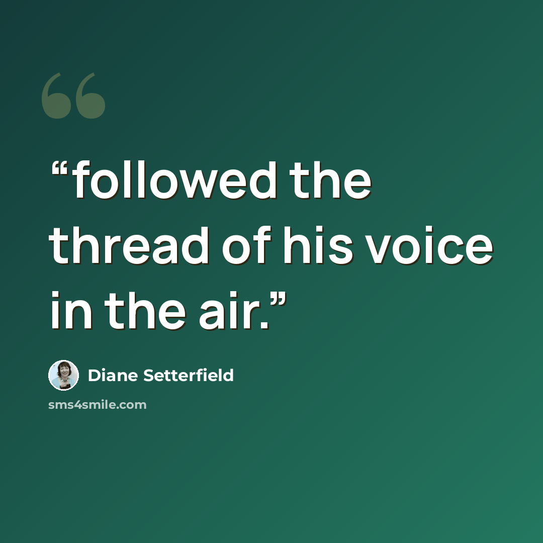 “followed the thread of his voice in the air.” quote by Diane Setterfield