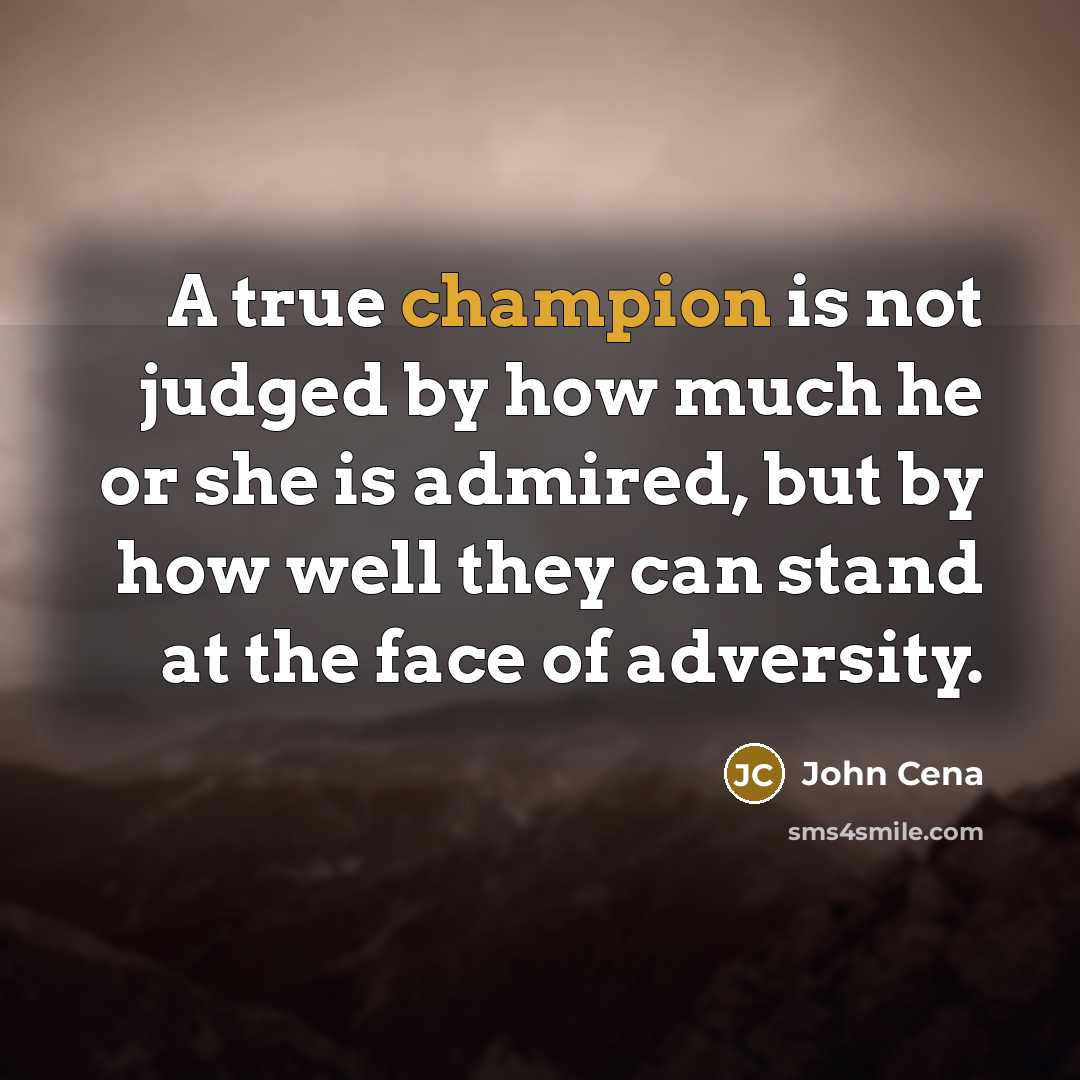 “A true champion is not judged by how much he or she is admired, but by how well they can stand at the face of adversity.” quote by John Cena