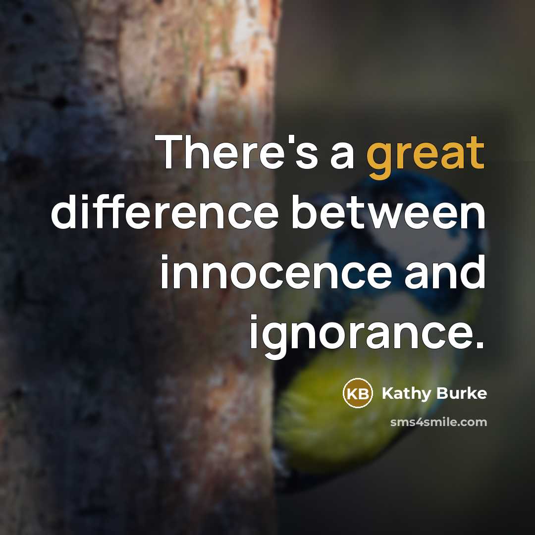 “There's a great difference between innocence and ignorance.” quote by Kathy Burke