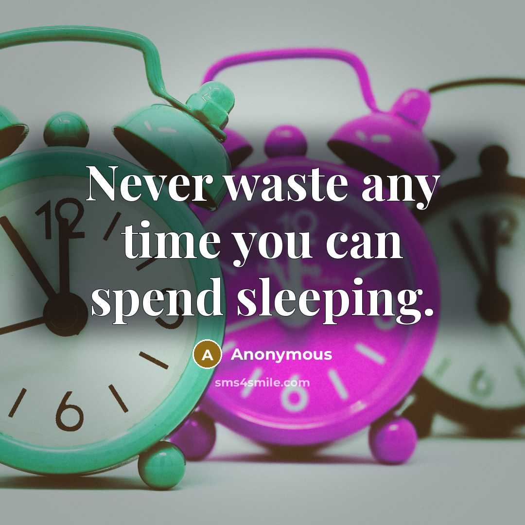 “Never waste any time you can spend sleeping.” quote by Anonymous