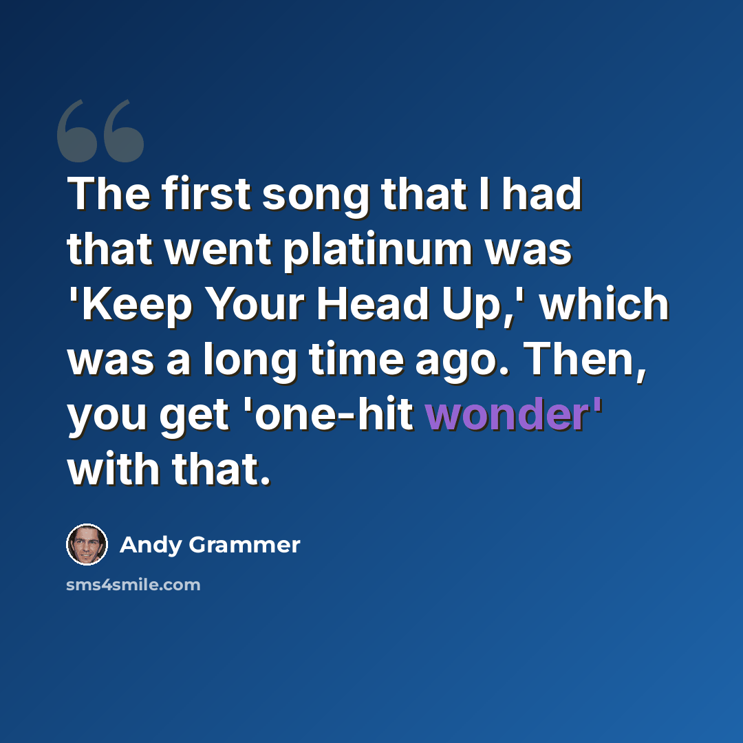 “The first song that I had that went platinum was 'Keep Your Head Up,' which was a long time ago. Then, you get 'one-hit wonder' with that.” quote by Andy Grammer
