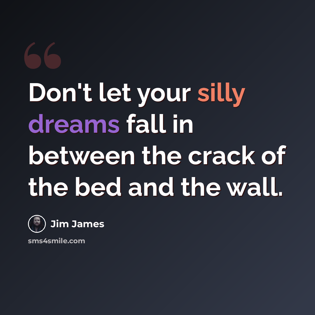 “Don't let your silly dreams fall in between the crack of the bed and the wall.” quote by Jim James