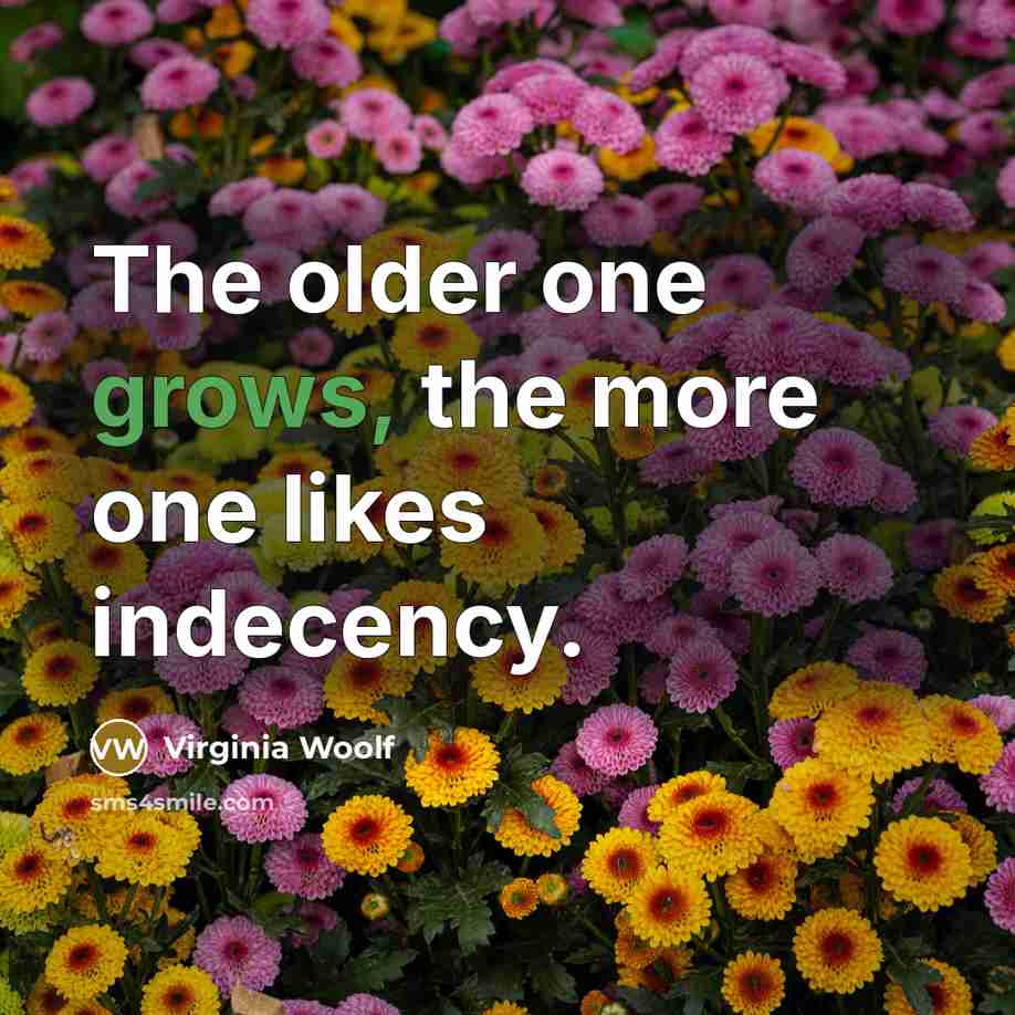 “The older one grows, the more one likes indecency.” quote by Virginia Woolf