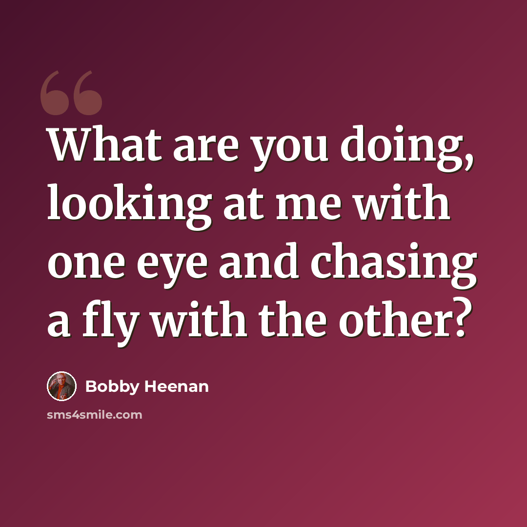 “What are you doing, looking at me with one eye and chasing a fly with the other?” quote by Bobby Heenan