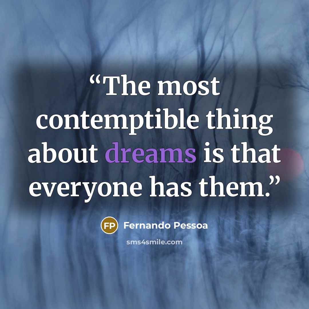 “The most contemptible thing about dreams is that everyone has them.” quote by Fernando Pessoa