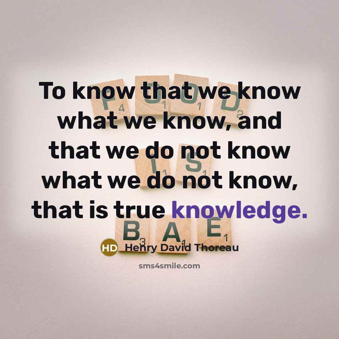 “To know that we know what we know, and that we do not know what we do not know, that is true knowledge.” quote by Henry David Thoreau