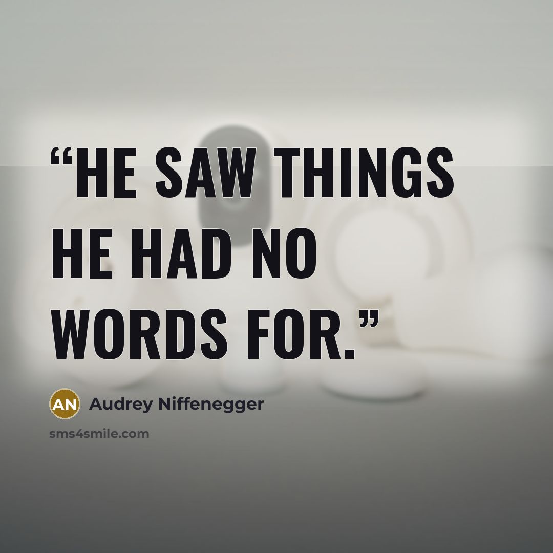 “He saw things he had no words for.” quote by Audrey Niffenegger