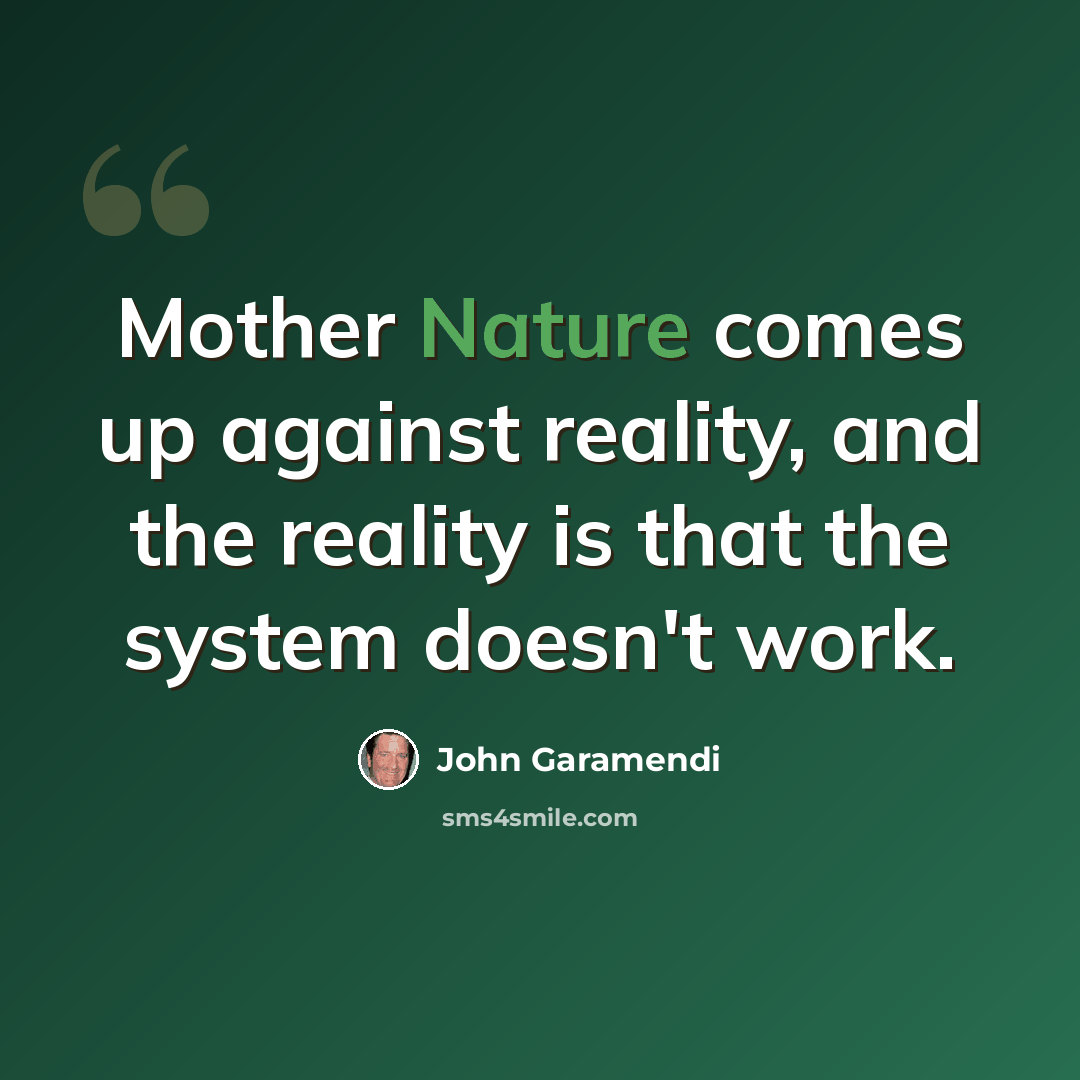 “Mother Nature comes up against reality, and the reality is that the system doesn't work.” quote by John Garamendi