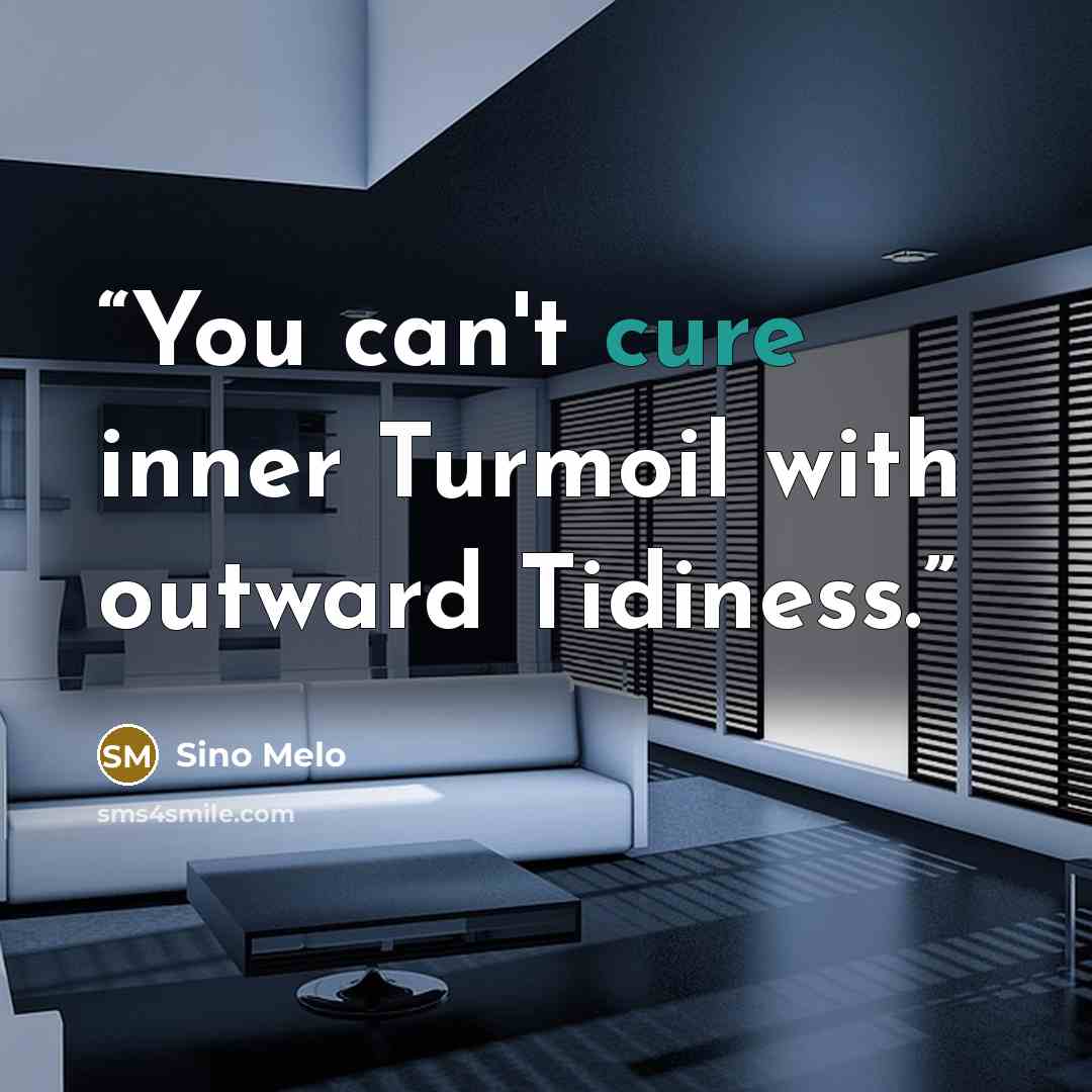 “You can't cure inner Turmoil with outward Tidiness.” quote by Sino Melo