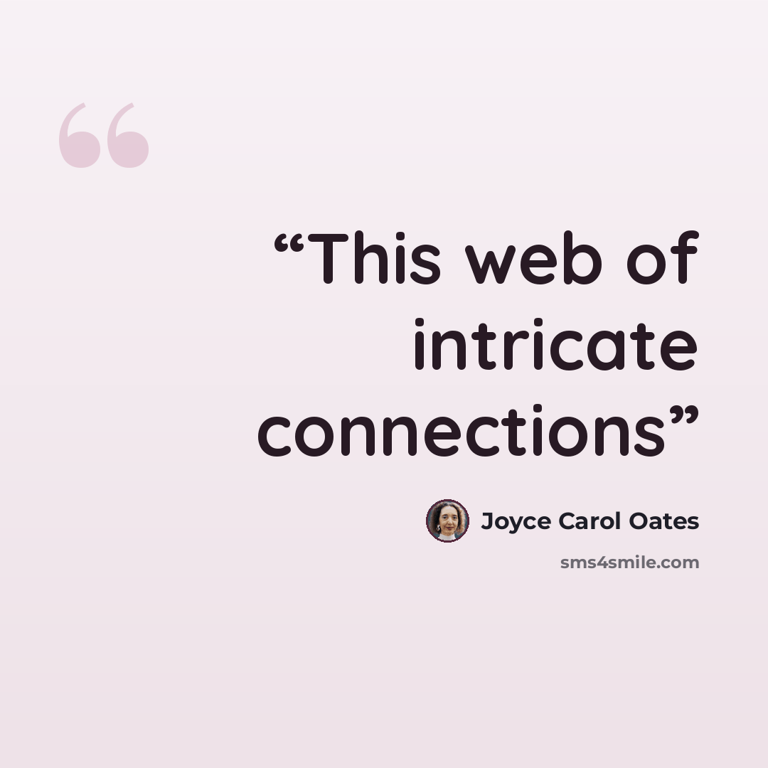 “This web of intricate connections” quote by Joyce Carol Oates