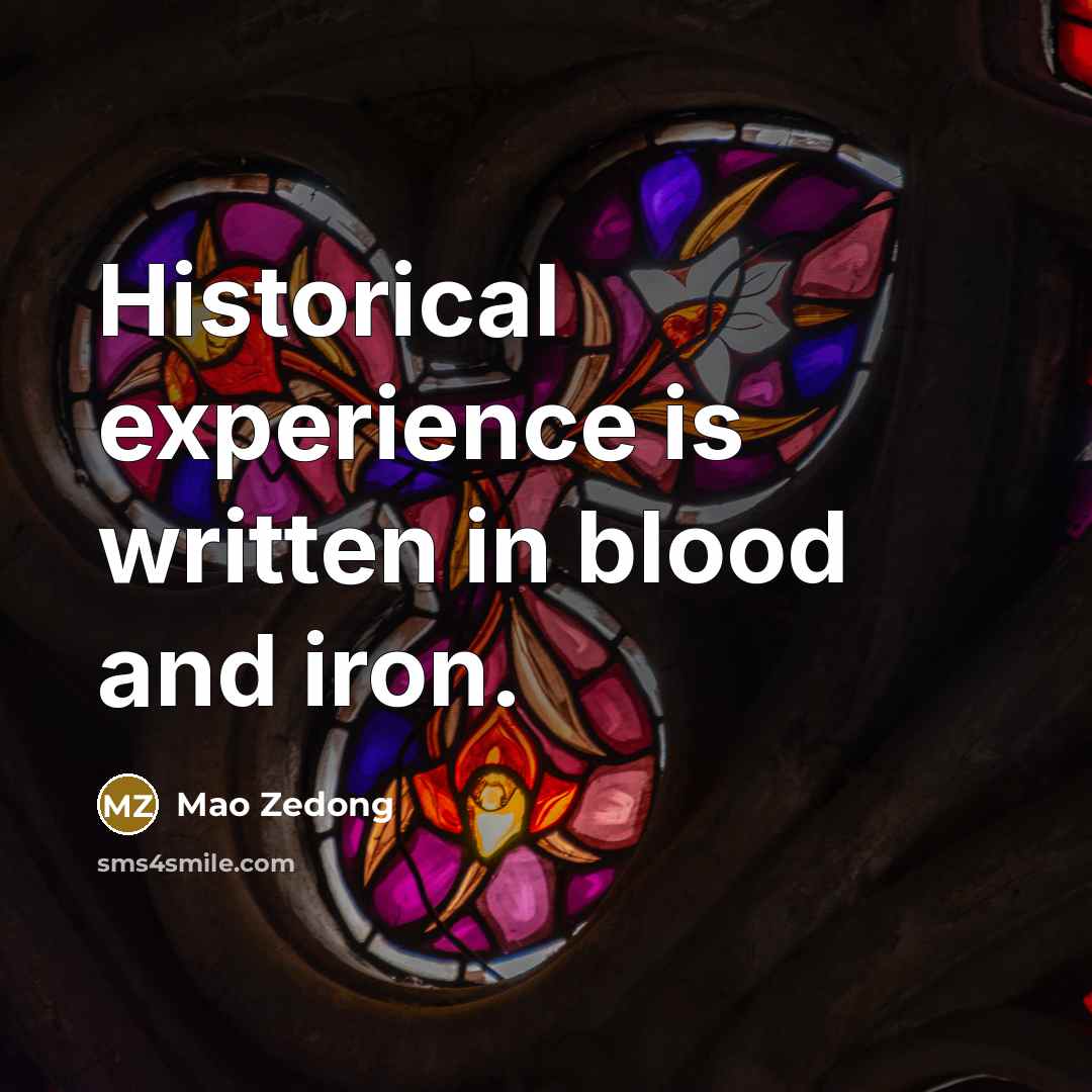 “Historical experience is written in blood and iron.” quote by Mao Zedong