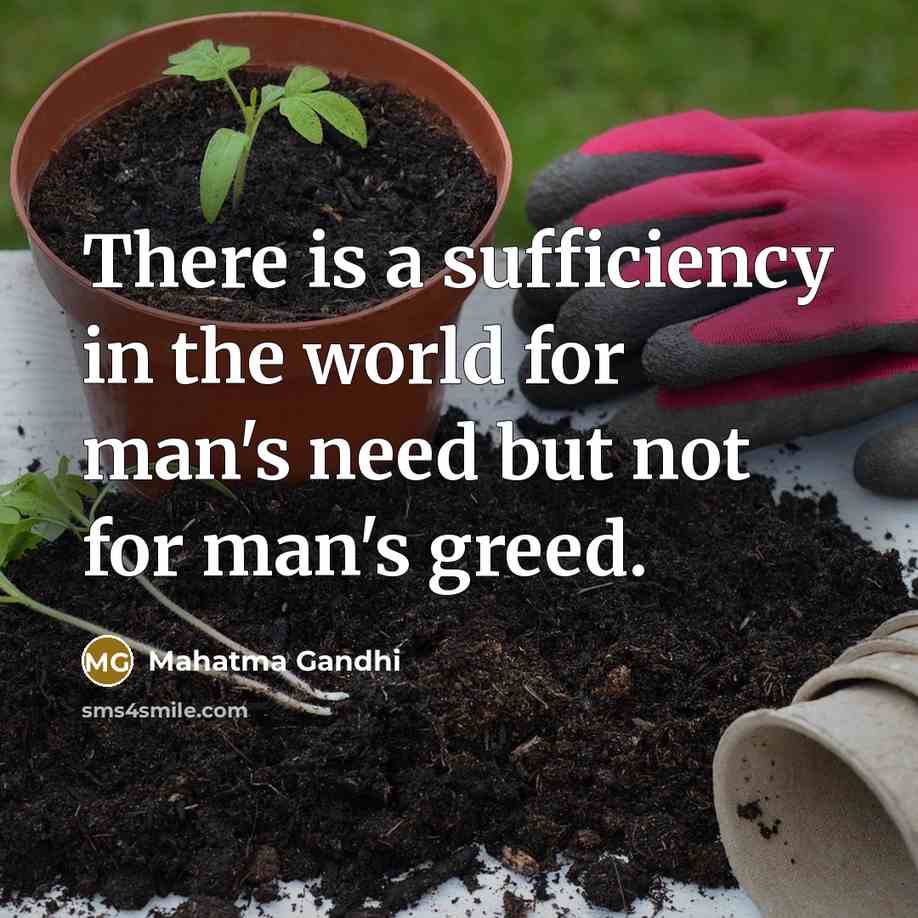 “There is a sufficiency in the world for man's need but not for man's greed.” quote by Mahatma Gandhi