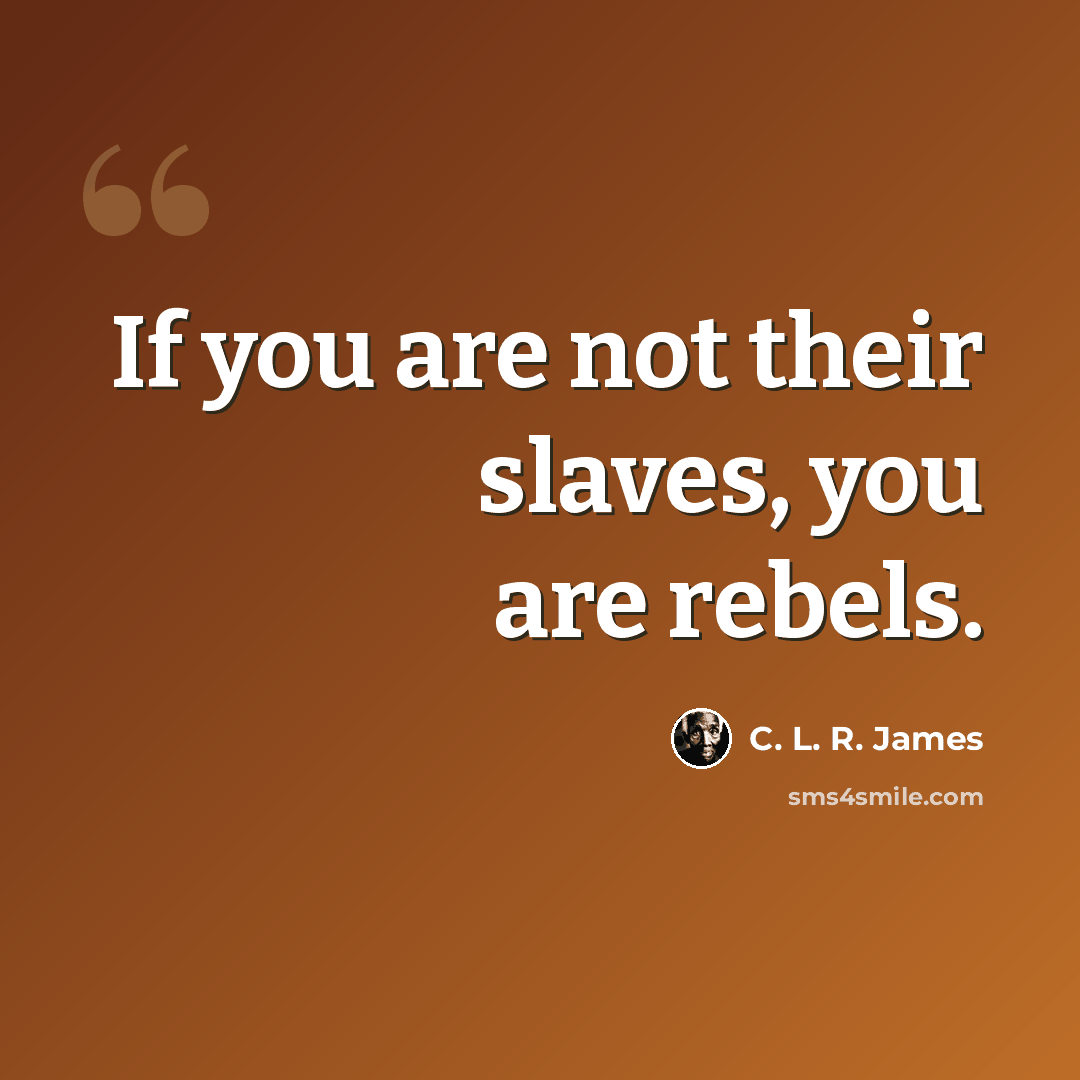 “If you are not their slaves, you are rebels.” quote by C. L. R. James
