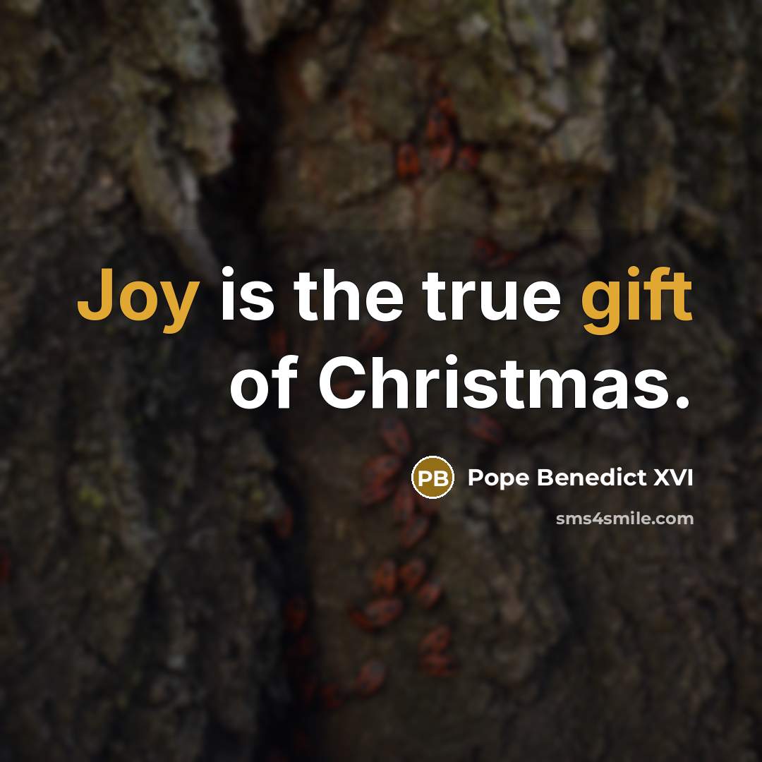 “Joy is the true gift of Christmas.” quote by Pope Benedict XVI