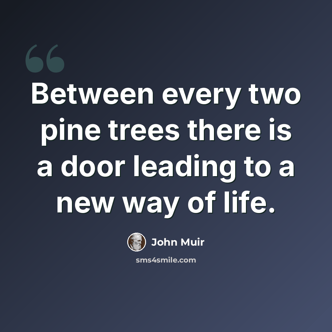 “Between every two pine trees there is a door leading to a new way of life.” quote by John Muir
