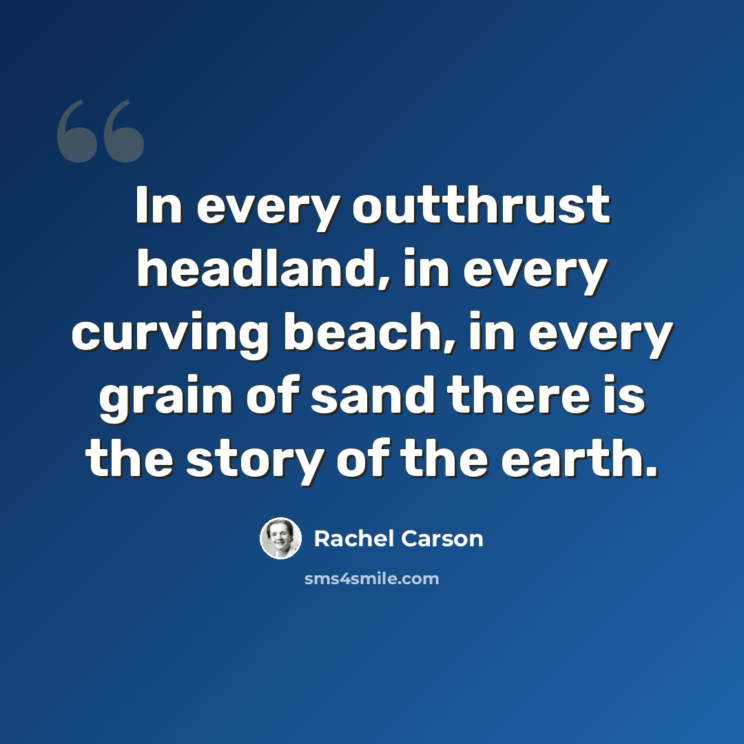 “In every outthrust headland, in every curving beach, in every grain of sand there is the story of the earth.” quote by Rachel Carson