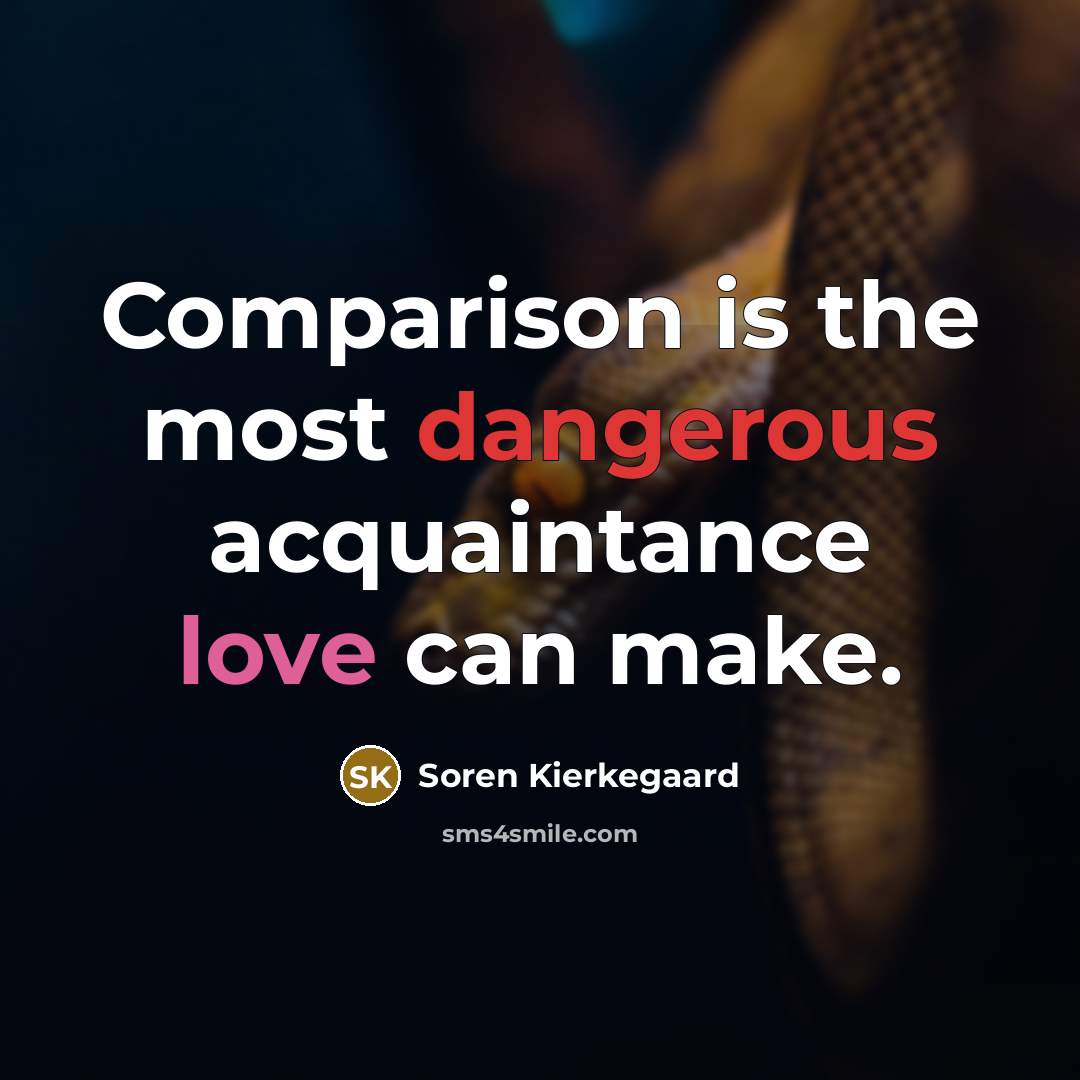 “Comparison is the most dangerous acquaintance love can make.” quote by Soren Kierkegaard