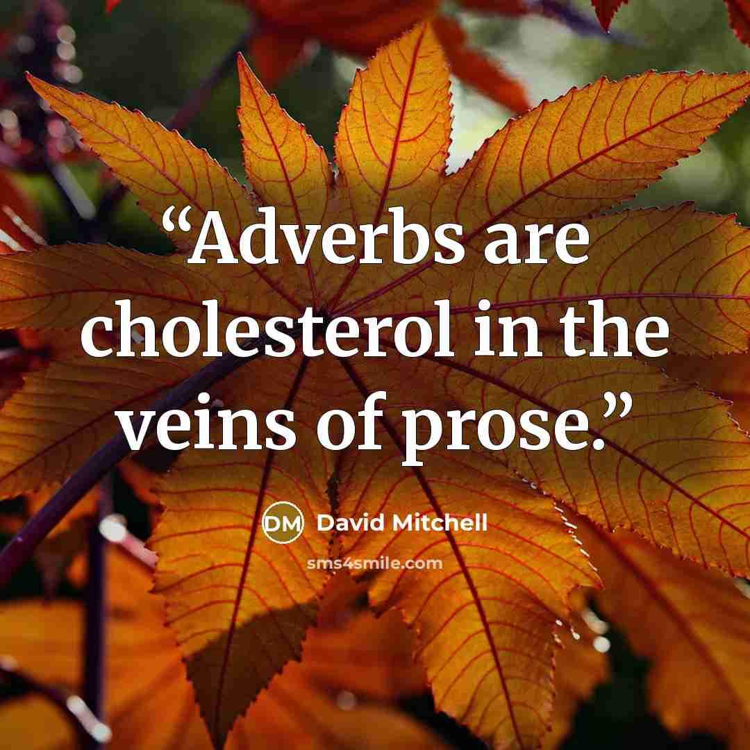 “Adverbs are cholesterol in the veins of prose.” quote by David Mitchell