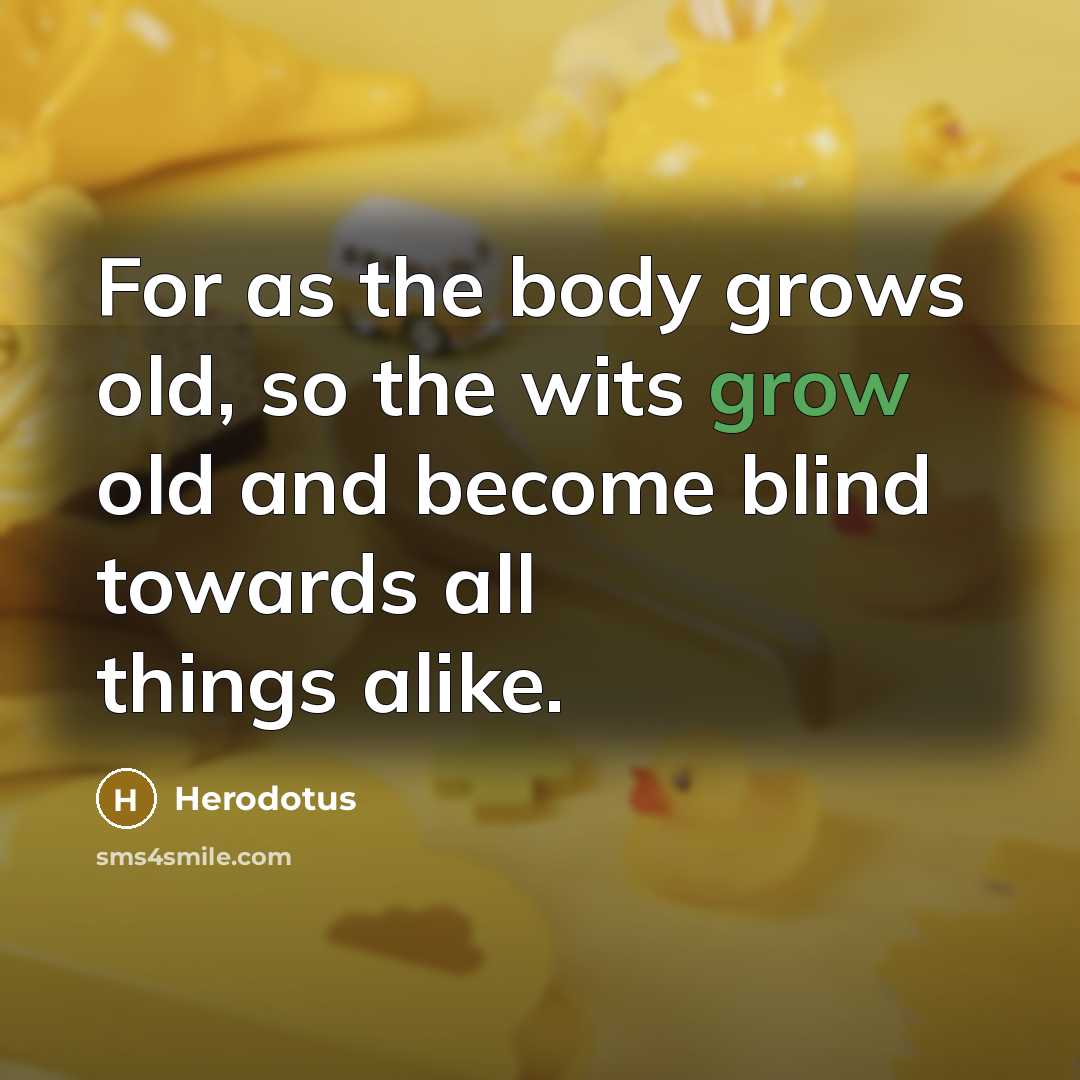 “For as the body grows old, so the wits grow old and become blind towards all things alike.” quote by Herodotus