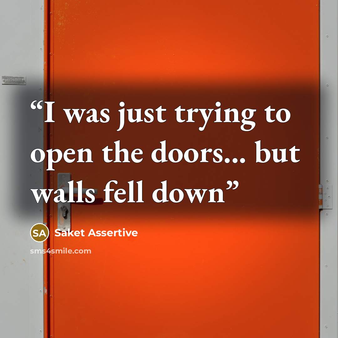 “I was just trying to open the doors... but walls fell down” quote by Saket Assertive