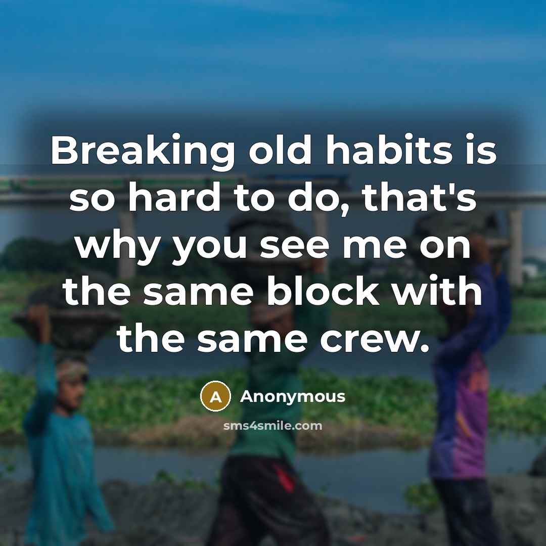 “Breaking old habits is so hard to do, that's why you see me on the same block with the same crew.” quote by Anonymous