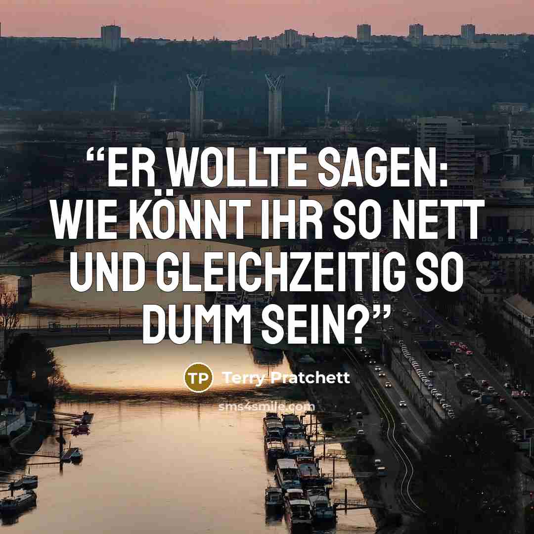 “Er wollte sagen: Wie könnt ihr so nett und gleichzeitig so dumm sein?” quote by Terry Pratchett