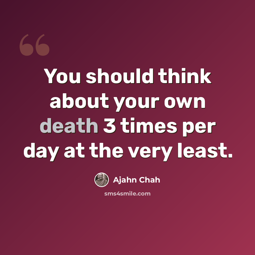 “You should think about your own death 3 times per day at the very least.” quote by Ajahn Chah