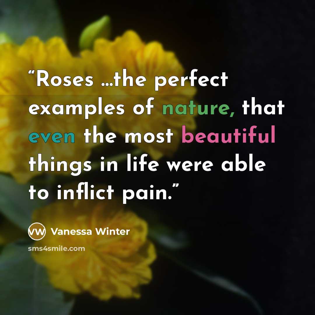 “Roses …the perfect examples of nature, that even the most beautiful things in life were able to inflict pain.” quote by Vanessa Winter