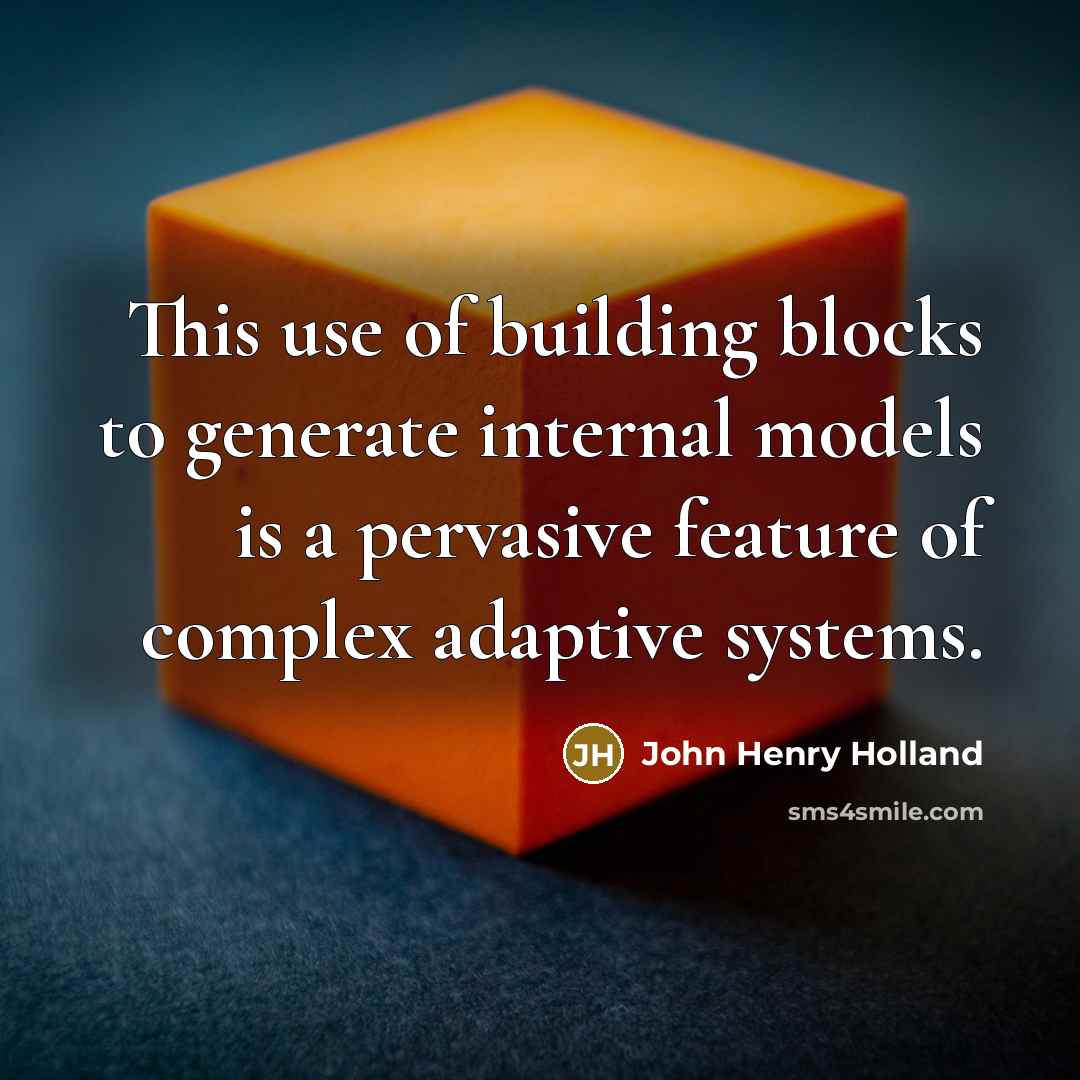 “This use of building blocks to generate internal models is a pervasive feature of complex adaptive systems.” quote by John Henry Holland
