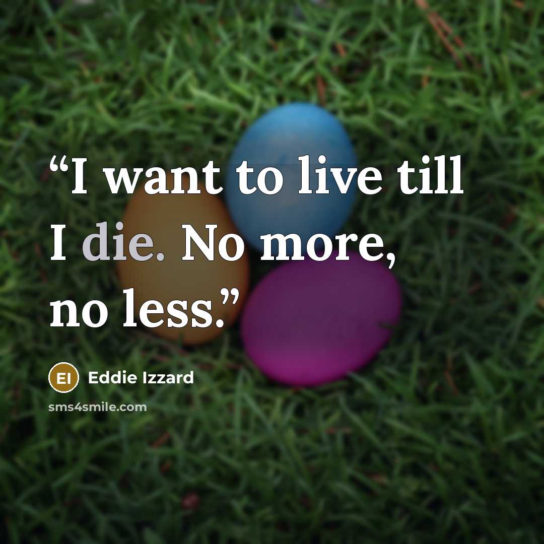“I want to live till I die. No more, no less.” quote by Eddie Izzard