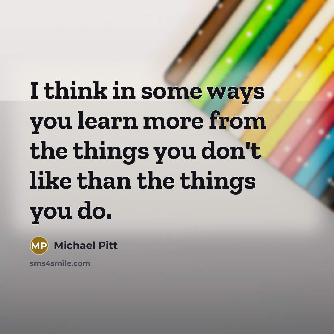 “I think in some ways you learn more from the things you don't like than the things you do.” quote by Michael Pitt