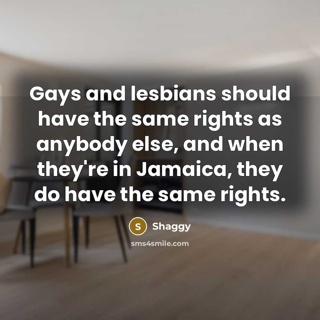 “Gays and lesbians should have the same rights as anybody else, and when they're in Jamaica, they do have the same rights.” quote by Shaggy