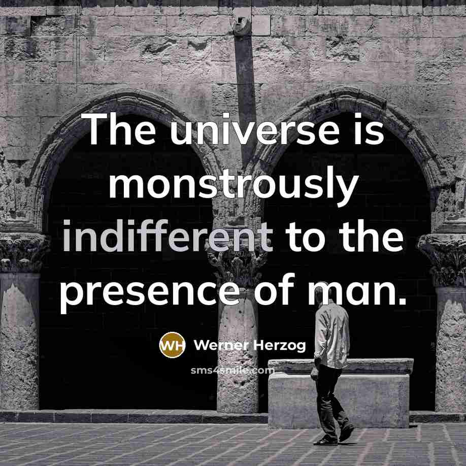 “The universe is monstrously indifferent to the presence of man.” quote by Werner Herzog