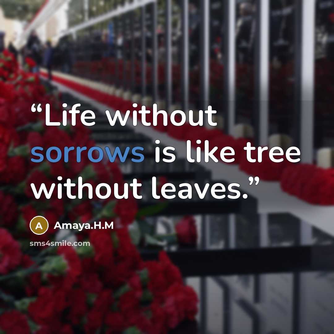 “Life without sorrows is like tree without leaves.” quote by Amaya.H.M