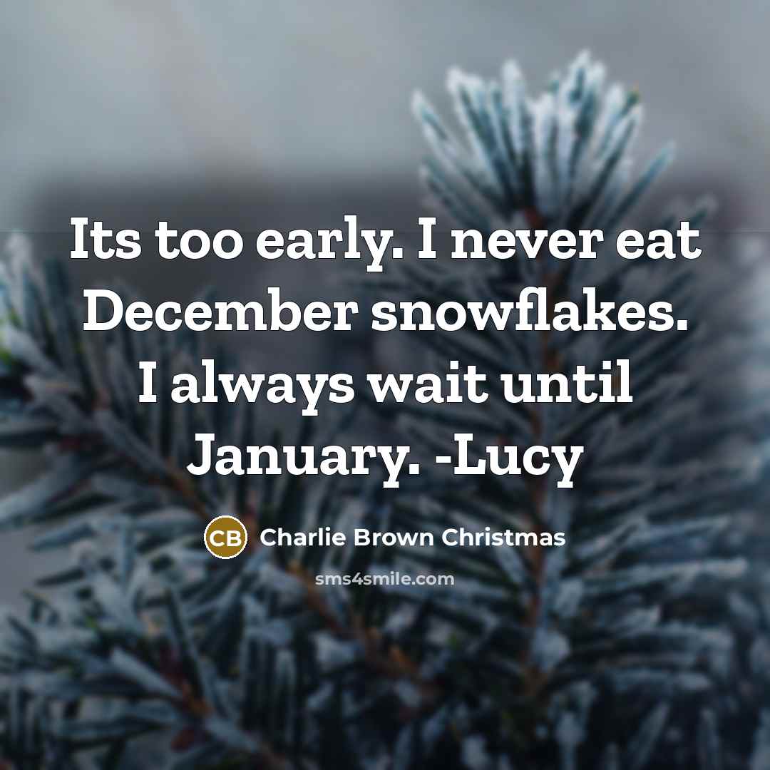 “Its too early. I never eat December snowflakes. I always wait until January. -Lucy” quote by Charlie Brown Christmas