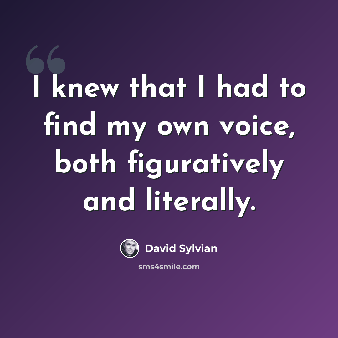 “I knew that I had to find my own voice, both figuratively and literally.” quote by David Sylvian