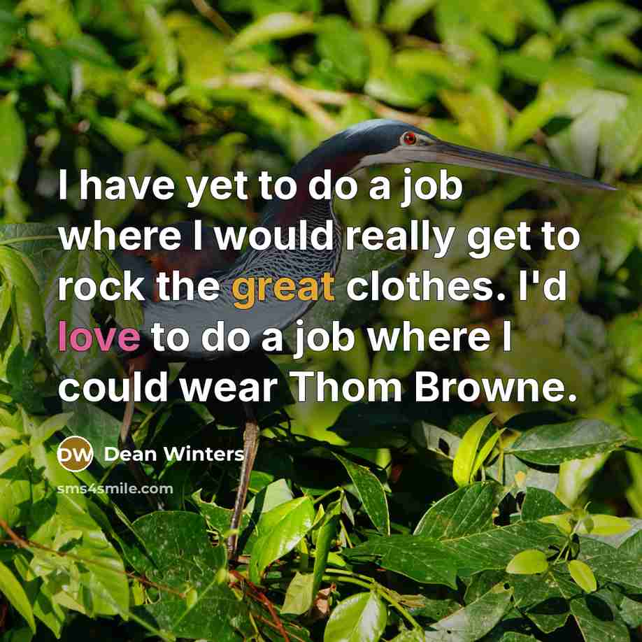 “I have yet to do a job where I would really get to rock the great clothes. I'd love to do a job where I could wear Thom Browne.” quote by Dean Winters