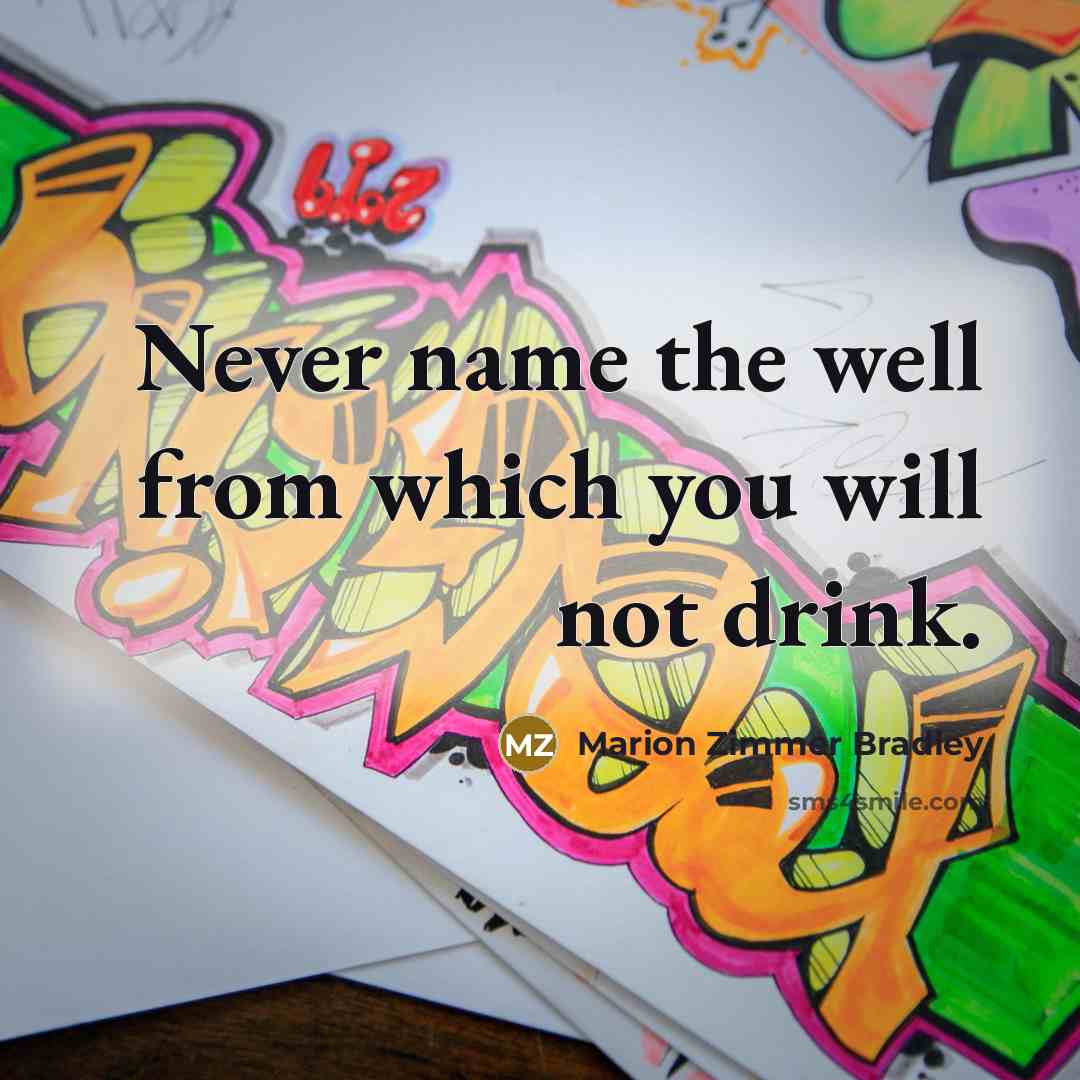 “Never name the well from which you will not drink.” quote by Marion Zimmer Bradley