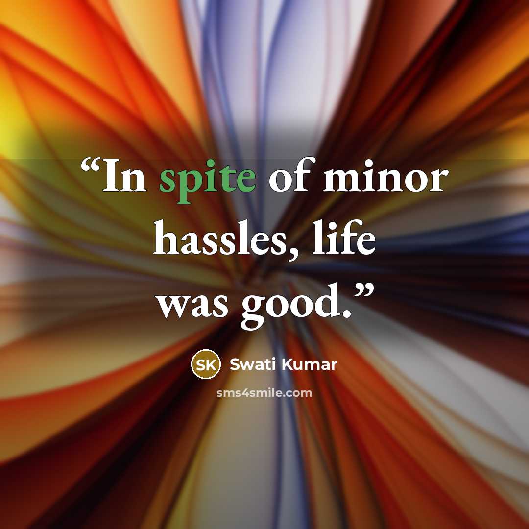 “In spite of minor hassles, life was good.” quote by Swati Kumar
