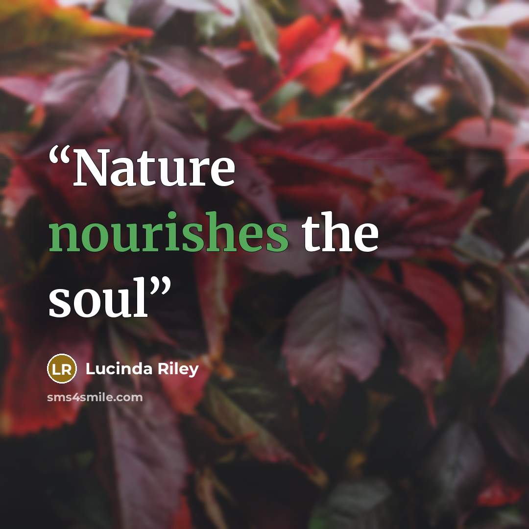 “Nature nourishes the soul” quote by Lucinda Riley