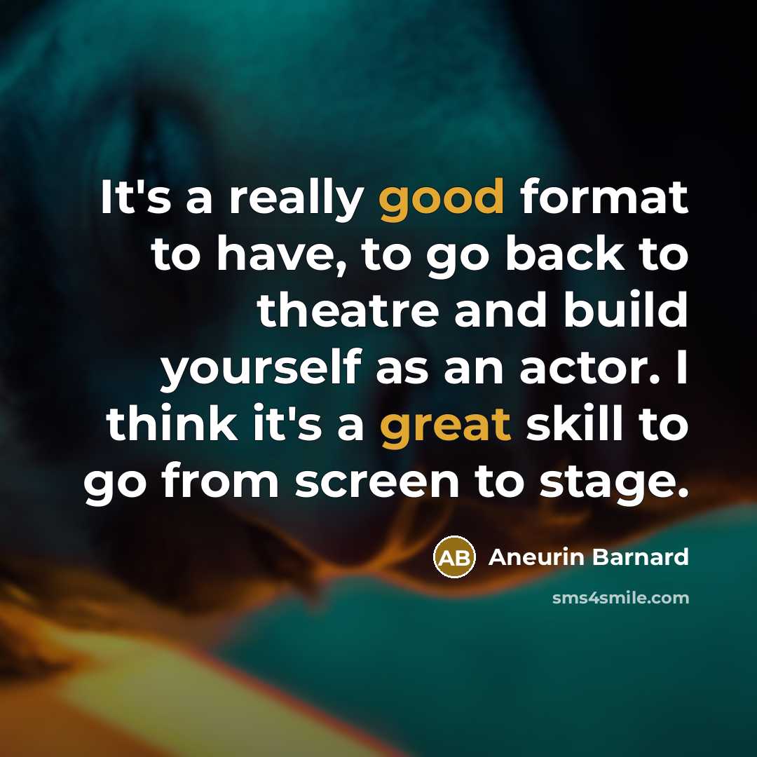 “It's a really good format to have, to go back to theatre and build yourself as an actor. I think it's a great skill to go from screen to stage.” quote by Aneurin Barnard